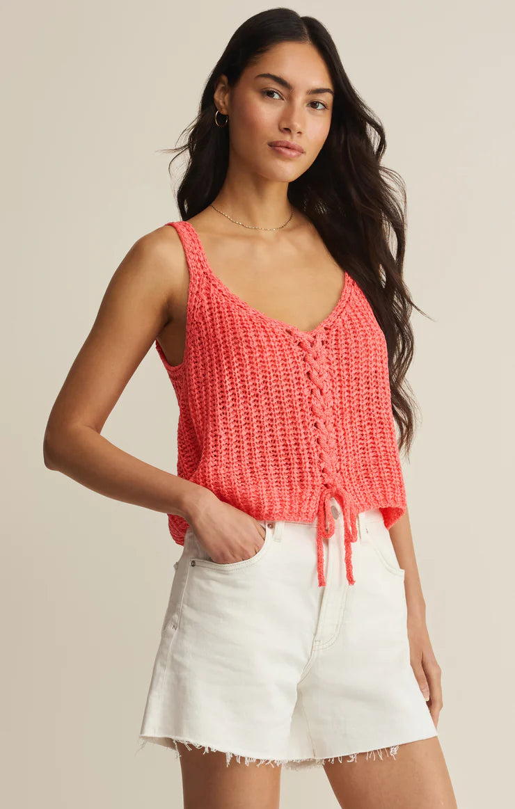 Tate Lace Up Sweater Top - Gelato