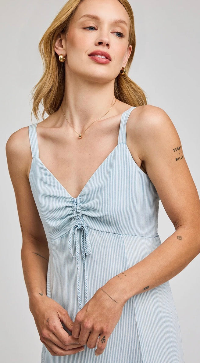 Renata Midi Dress - Blue Stripe