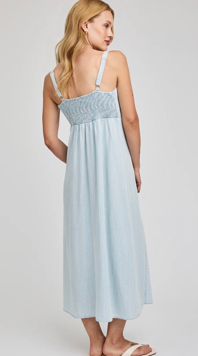 Renata Midi Dress - Blue Stripe