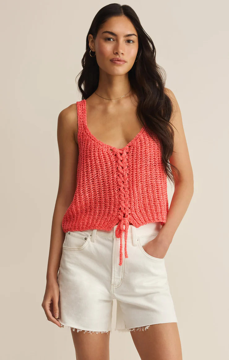 Tate Lace Up Sweater Top - Gelato