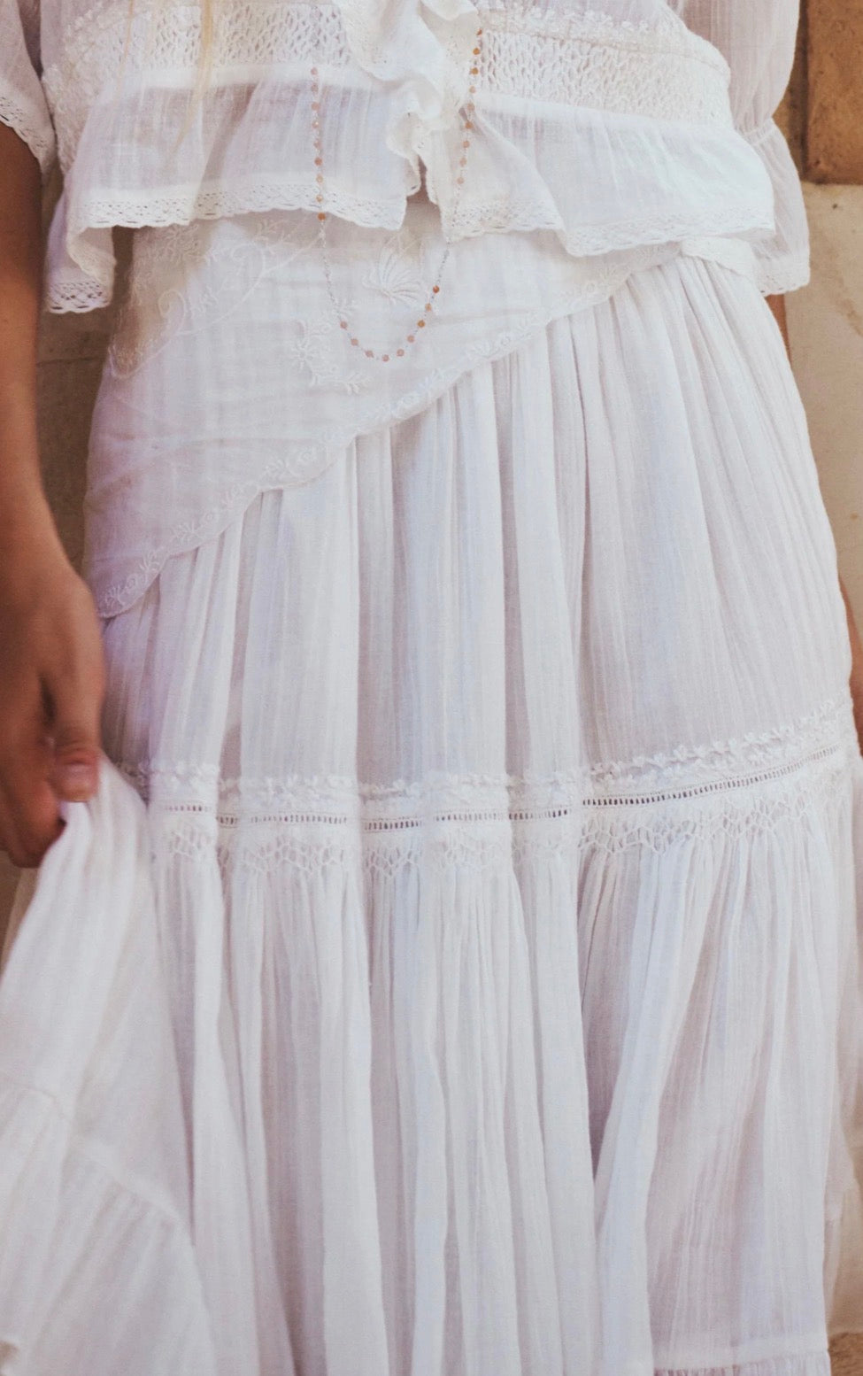 Prairie Midi Skirt - Whisper White