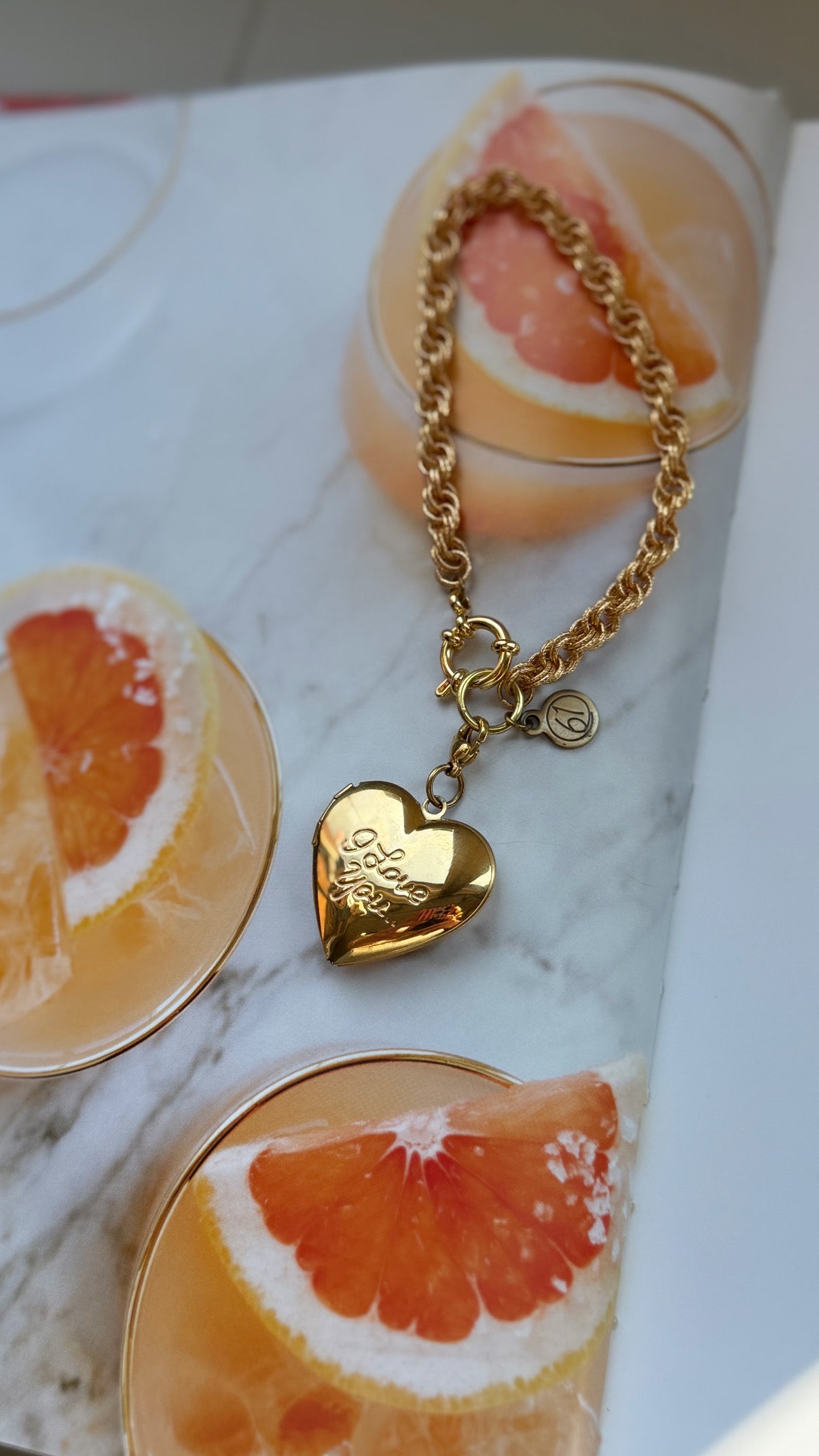 ILY Locket Charm - Hen and Bear