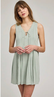 Zoey Mini Dress - Pistachio Gingham
