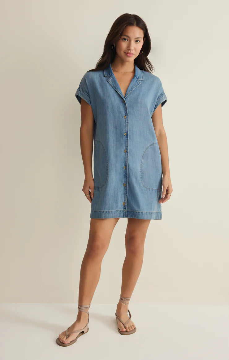 Napa Denim Mini Dress - Shoreline
