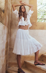 Prairie Midi Skirt - Whisper White