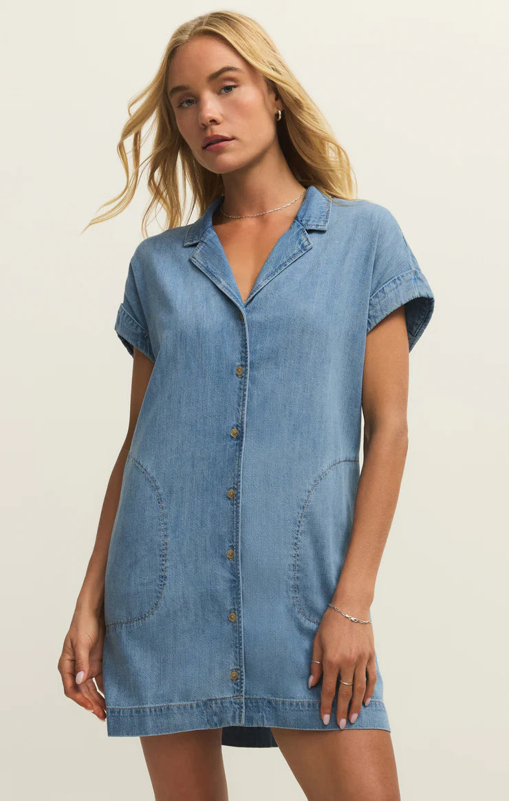 Napa Denim Mini Dress - Shoreline