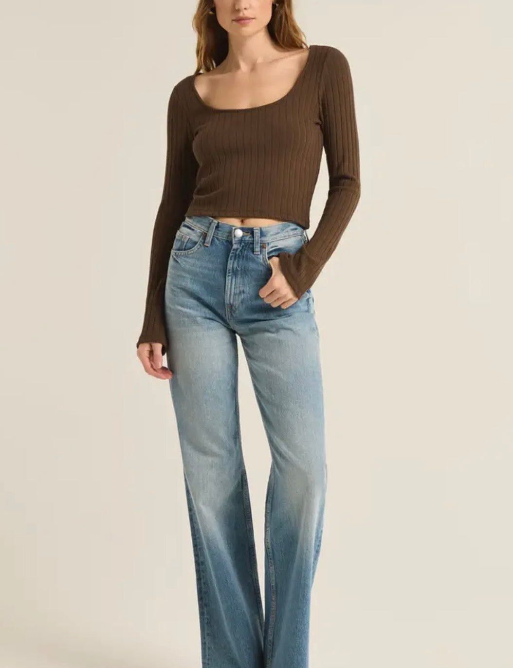 Madeline Rib Top - Chocolate