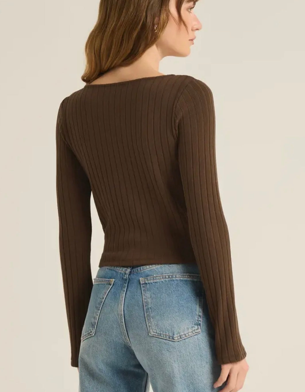 Madeline Rib Top - Chocolate