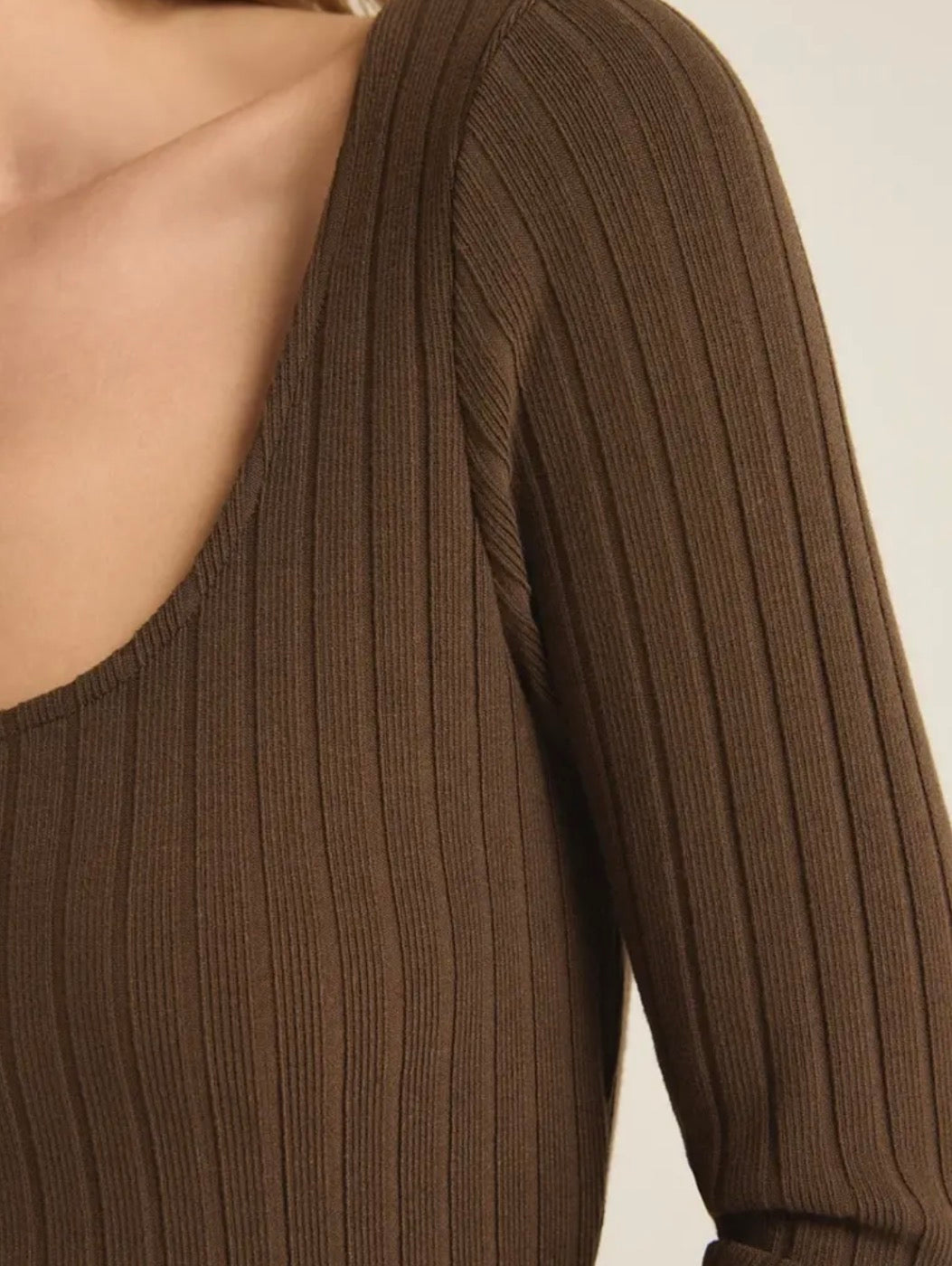 Madeline Rib Top - Chocolate