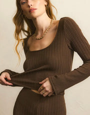 Madeline Rib Top - Chocolate