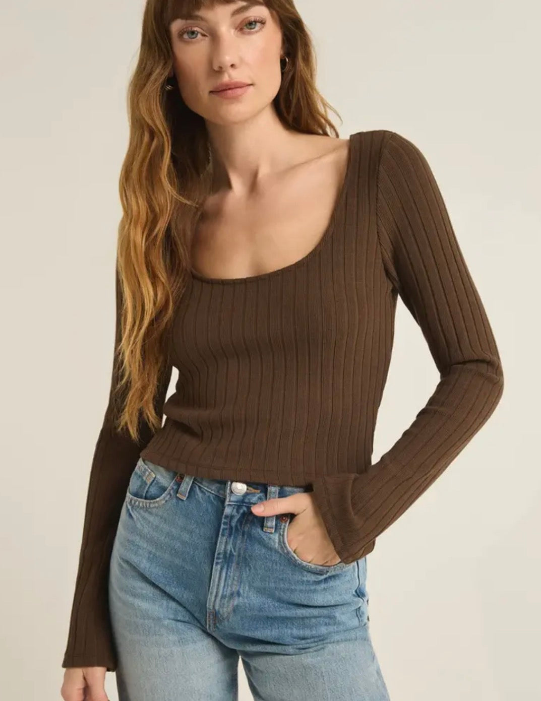 Madeline Rib Top - Chocolate