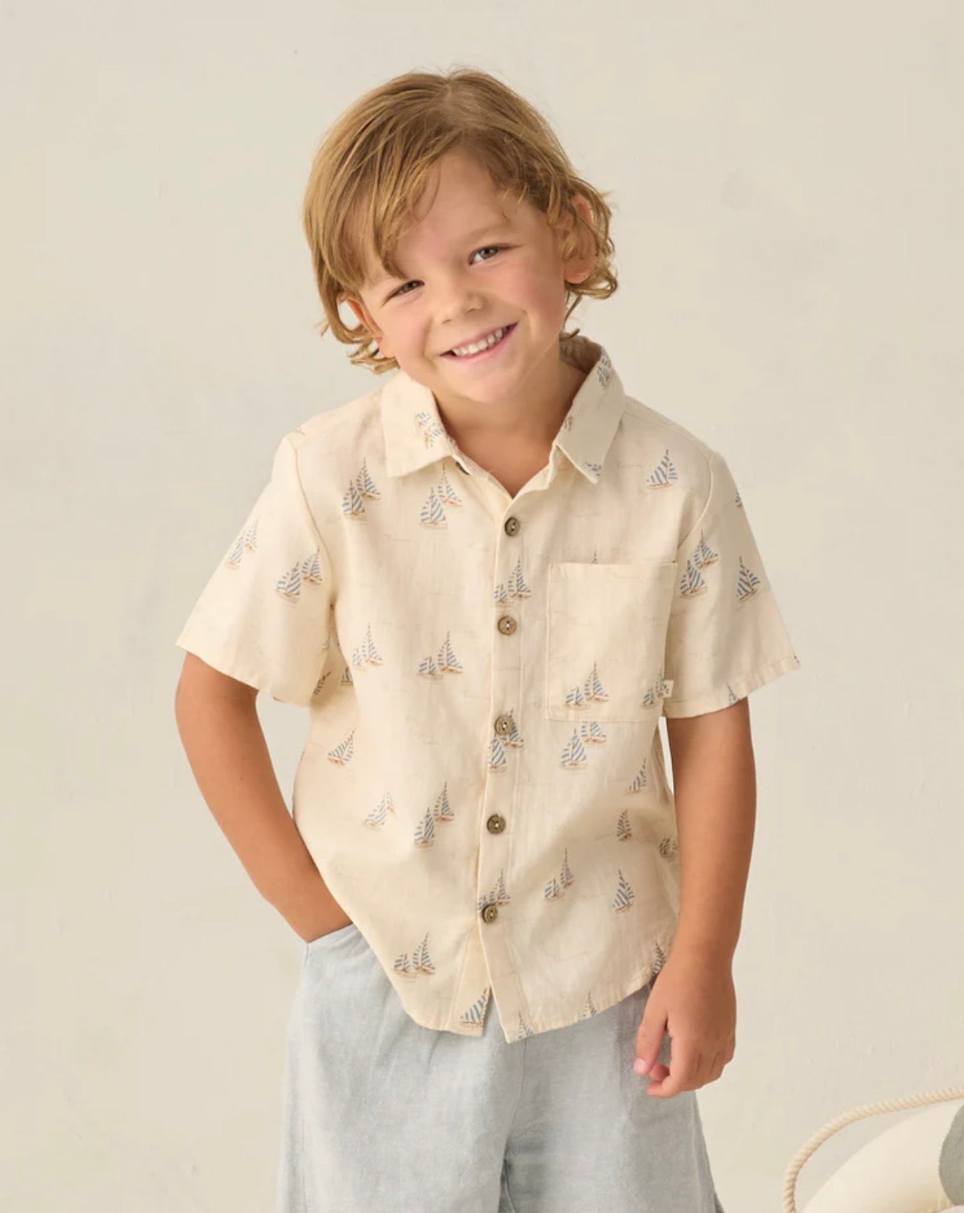Collared Short Sleeve Shirt - Sail