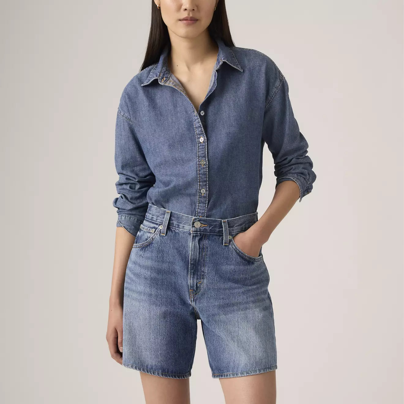 High Rise Baggy Short - Worn Memory