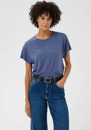 Anemona Linen/Viscose Tee - Blue Indigo