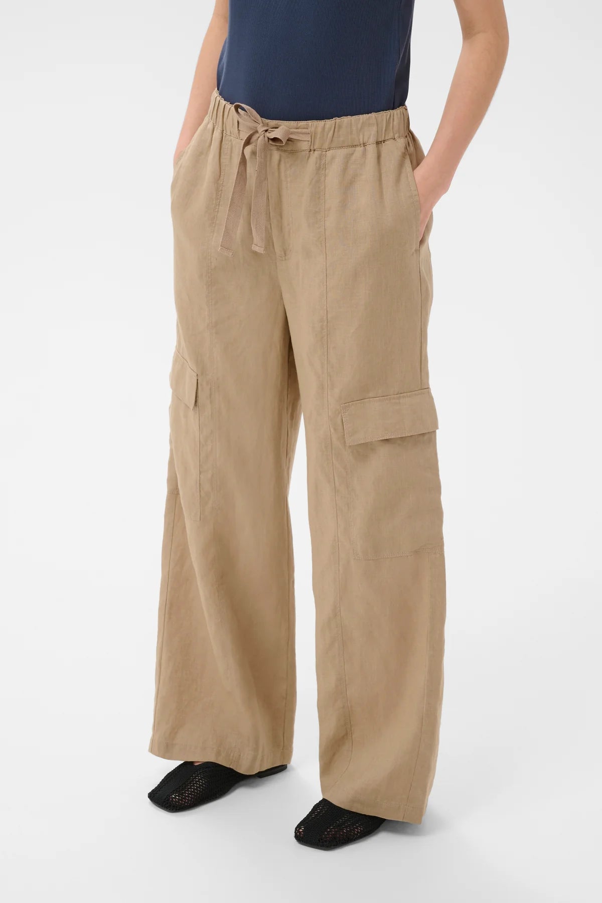 Atena Linen Pant - Silver Mink