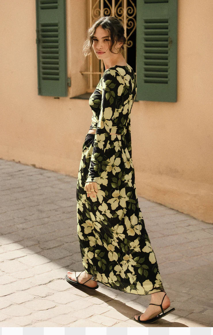 Ren Floral Mesh Maxi Skirt -Sunnyside