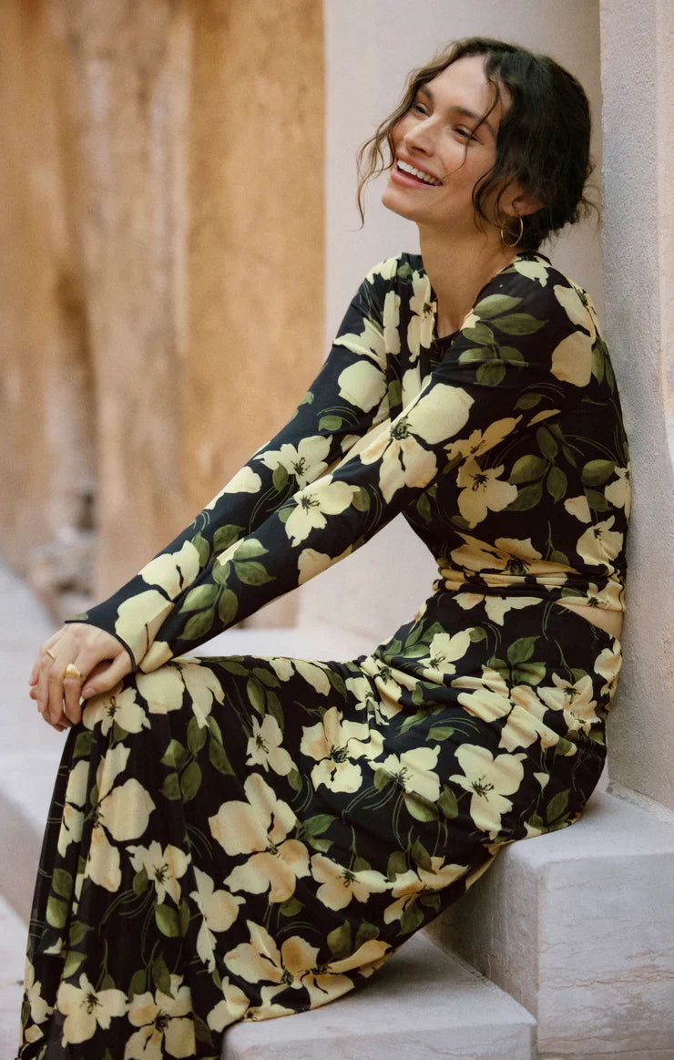 Ren Floral Mesh Maxi Skirt -Sunnyside