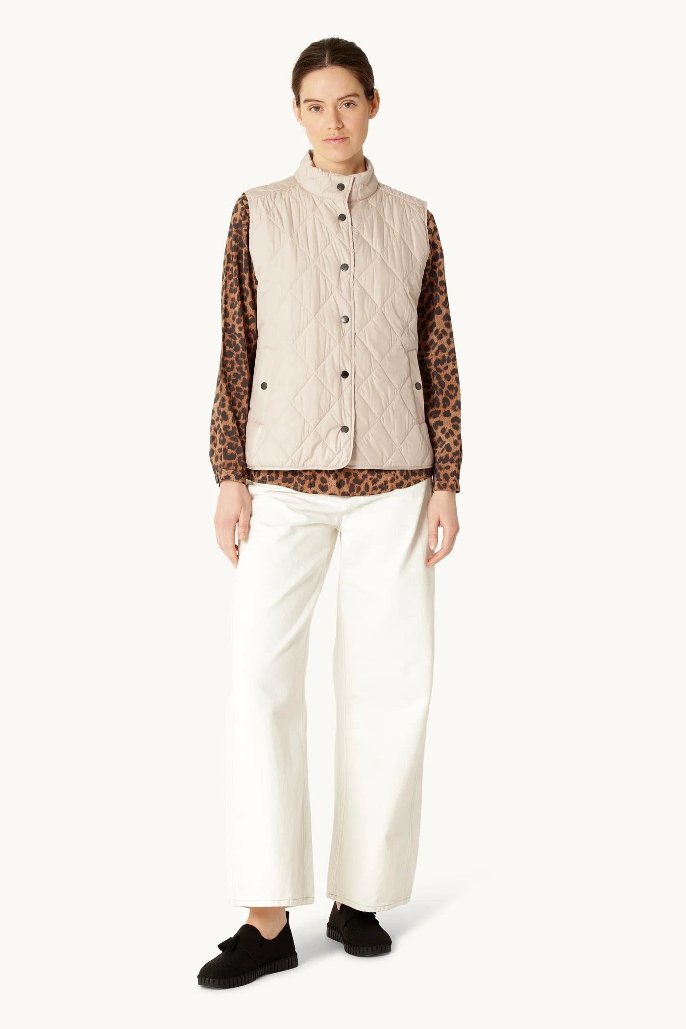 Quilted Short Vest - light camel
