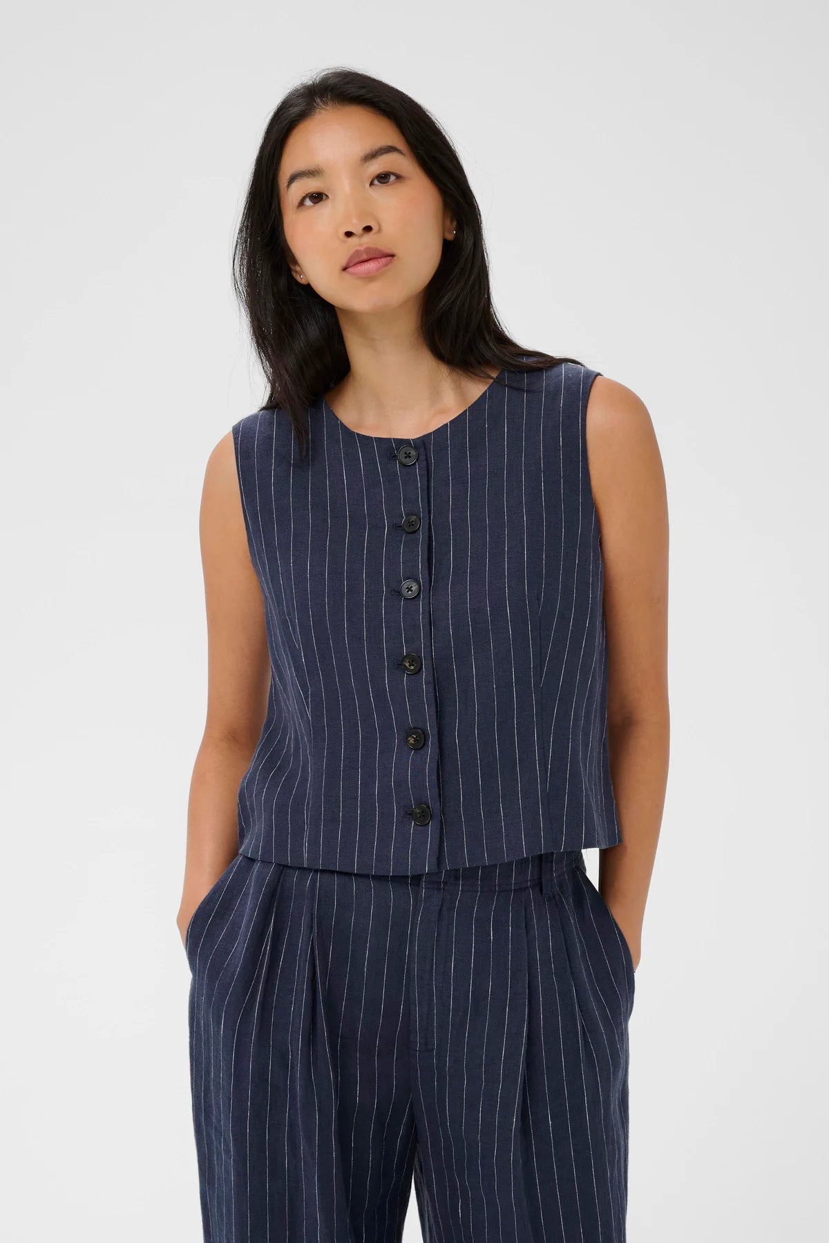 Azania Vest - Blue Nights Pinstripe