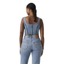 Seamed Zip Bustier Shadow Word Top