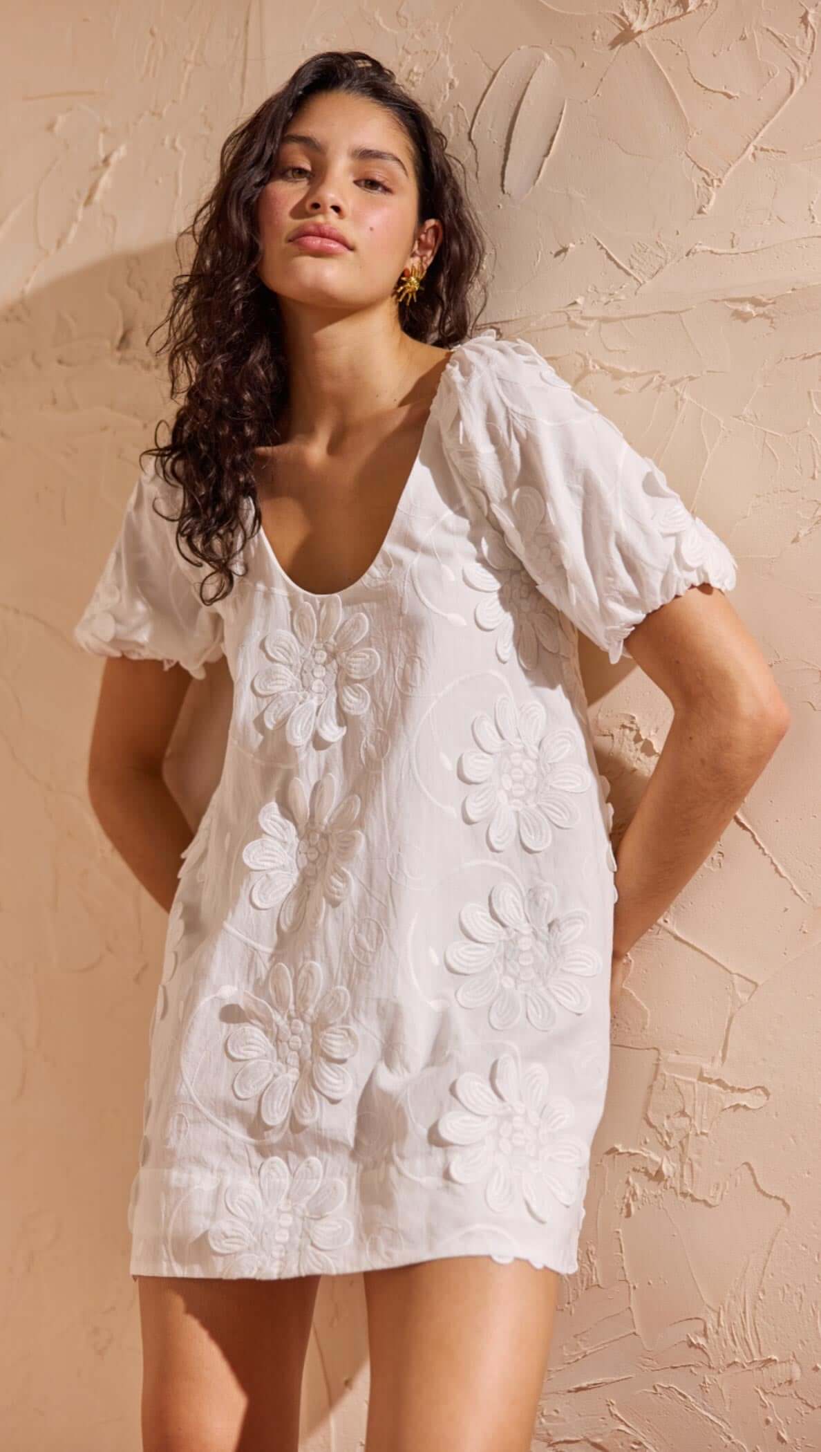 Alessia Smock Mini Dress - White