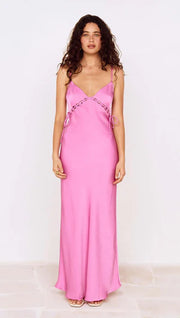 Chiara Lacing Detail Maxi Dress - Fuchsia