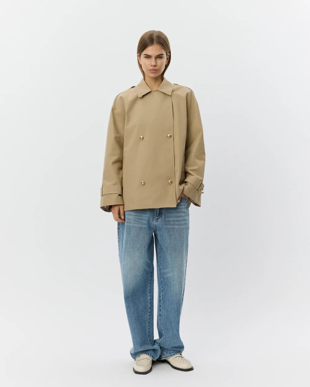 Adria Short Trench Coat - Camel