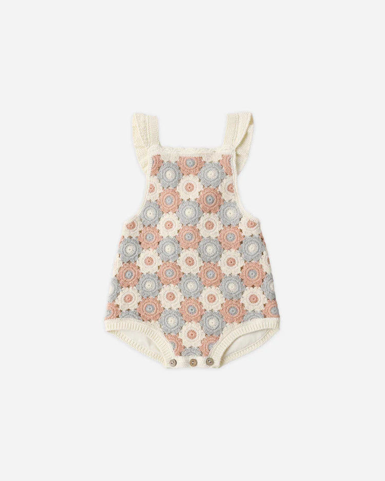 Crochet Romper - Blue, Light Pink, Ivory