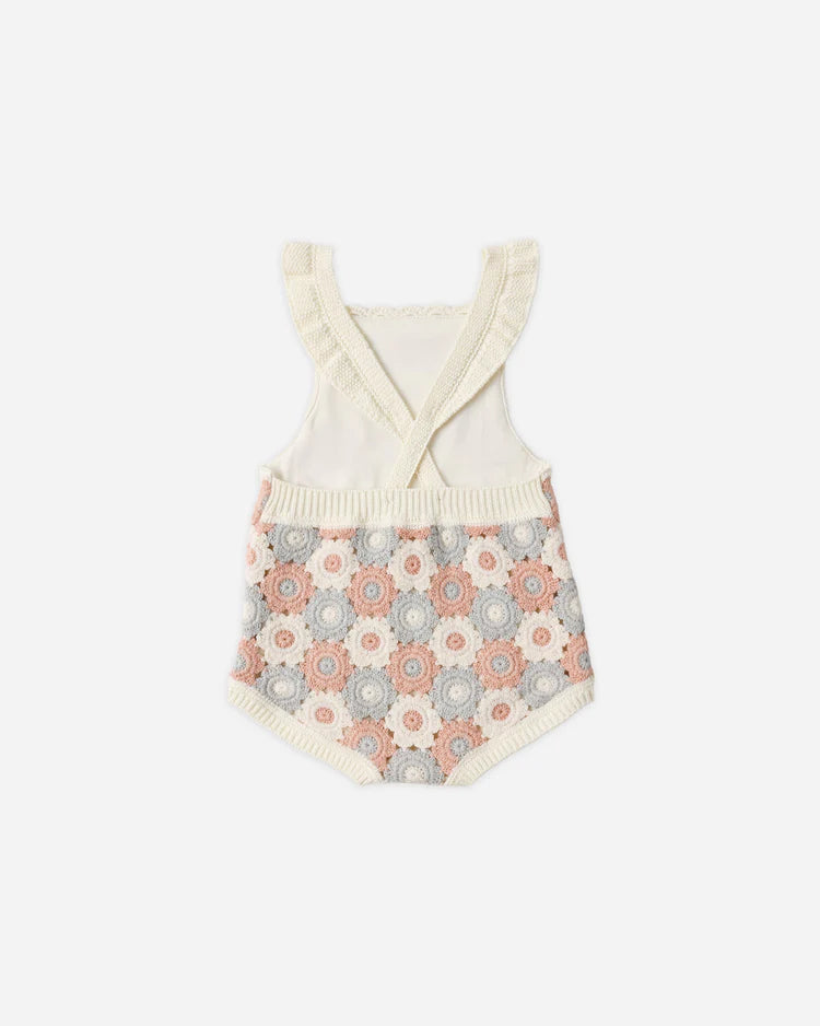 Crochet Romper - Blue, Light Pink, Ivory