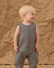 Button Jumpsuit - Black Check