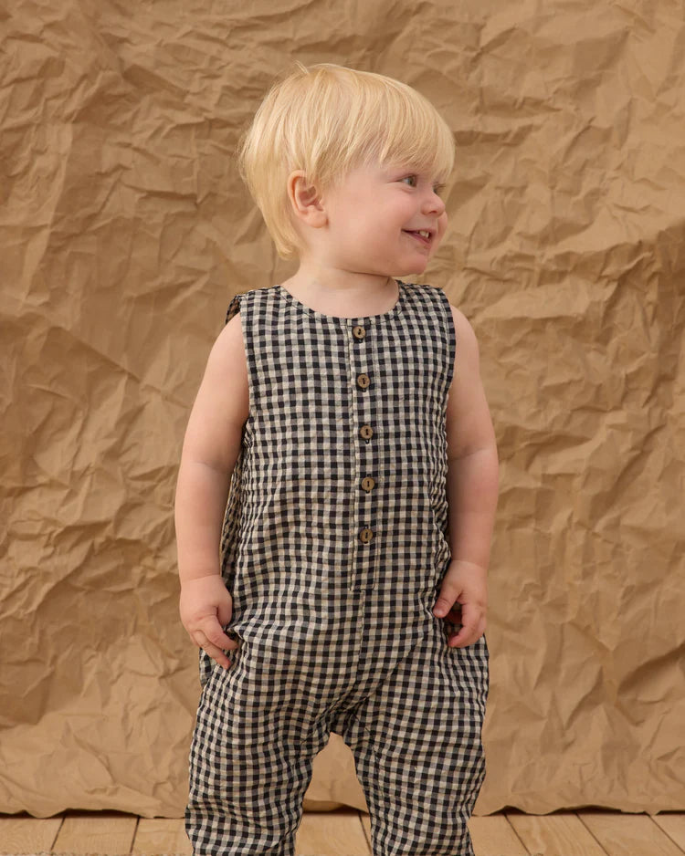 Button Jumpsuit - Black Check