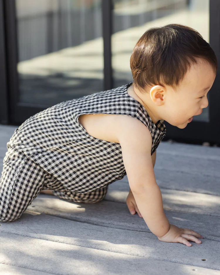 Button Jumpsuit - Black Check