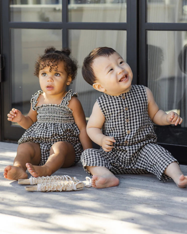 Button Jumpsuit - Black Check
