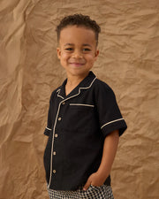 Lapel Collared Shirt -Black