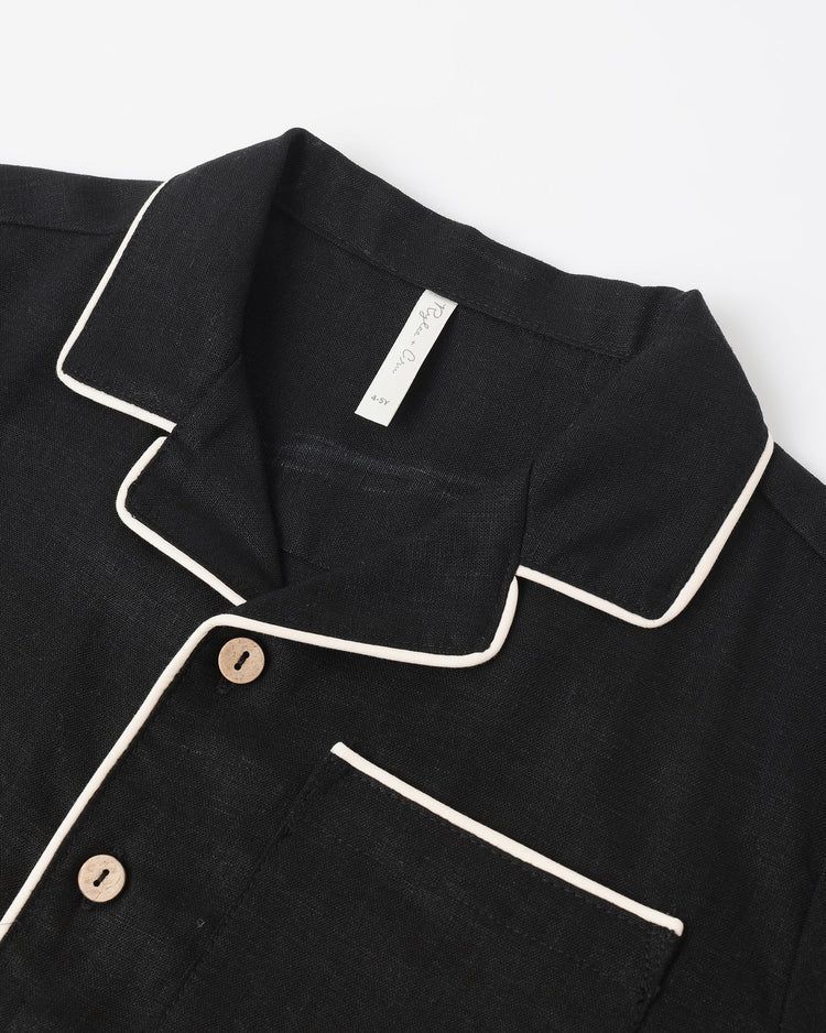 Lapel Collared Shirt -Black