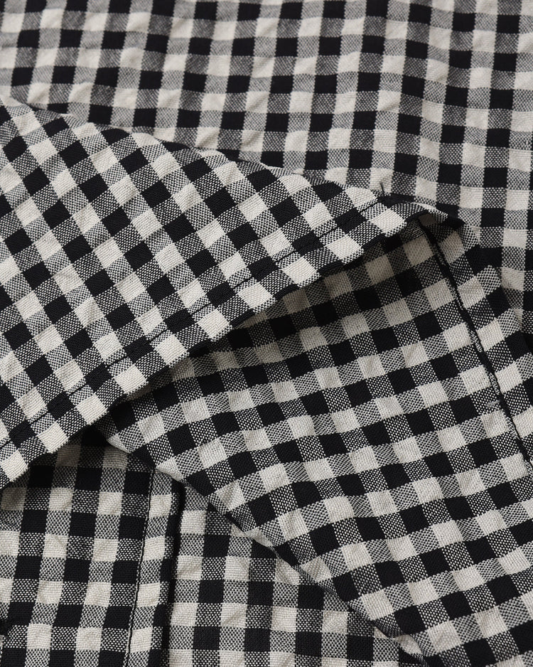 Lapel Collared Shirt -Black Check