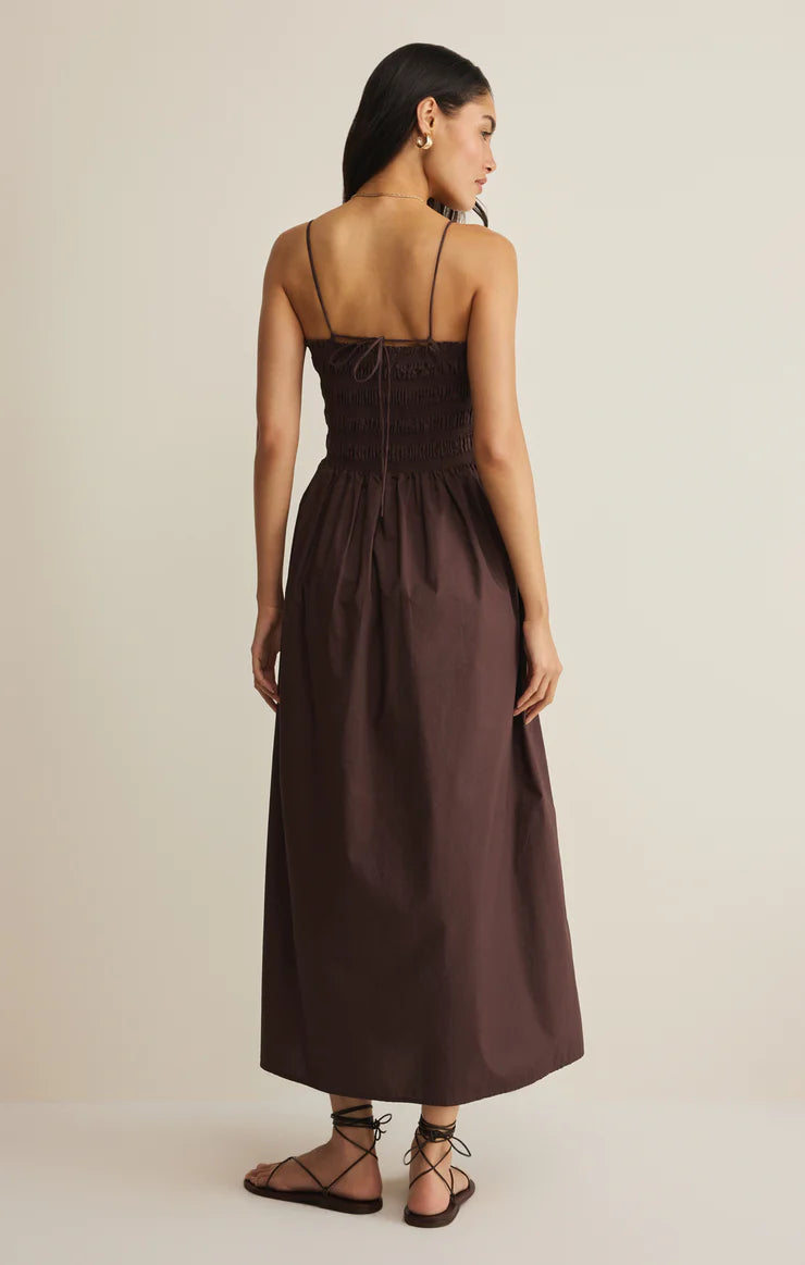 Cornelia Poplin Maxi Dress - Chocolate Cherry