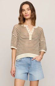 Kyle Striped Polo Sweater - Taro