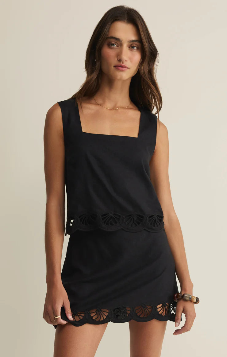 Charlene Embroidery Top - Black