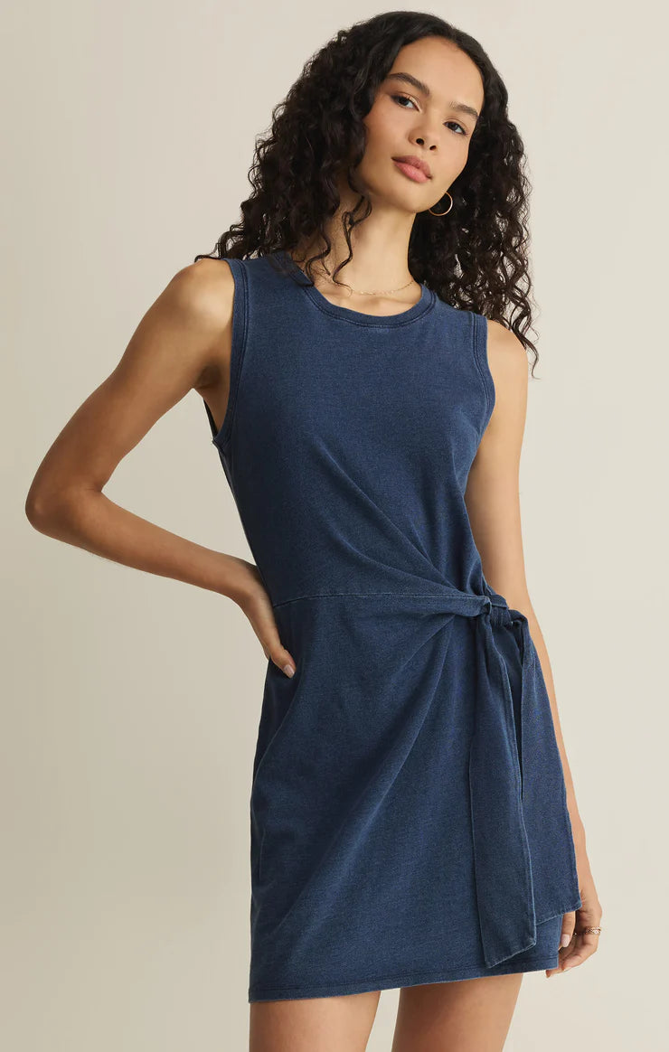 Mattie Jersey Denim Mini Dress - Indigo