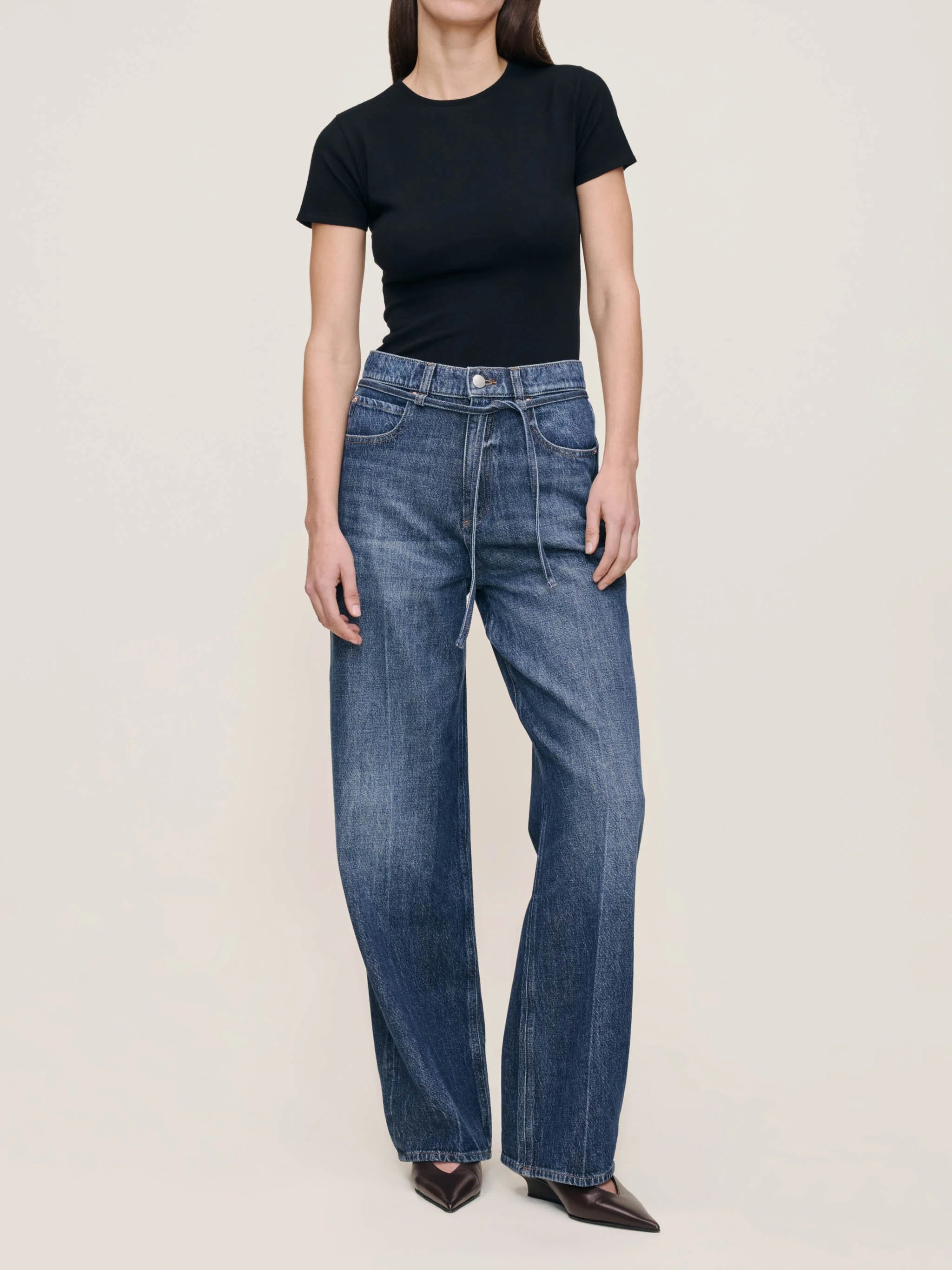 Casie Relaxed Wide Leg Mid Rise Boot - Space Blue