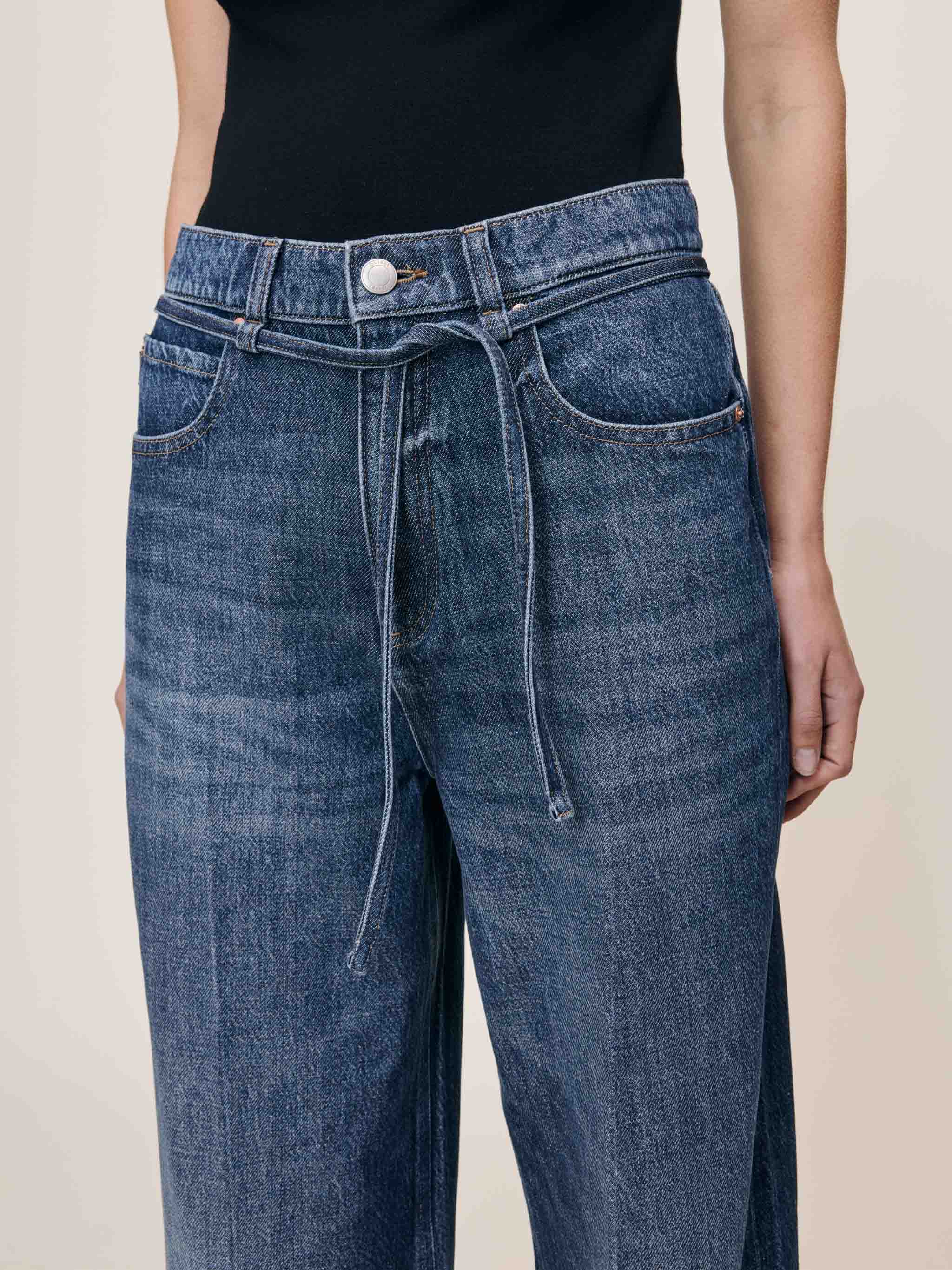 Casie Relaxed Wide Leg Mid Rise Boot - Space Blue