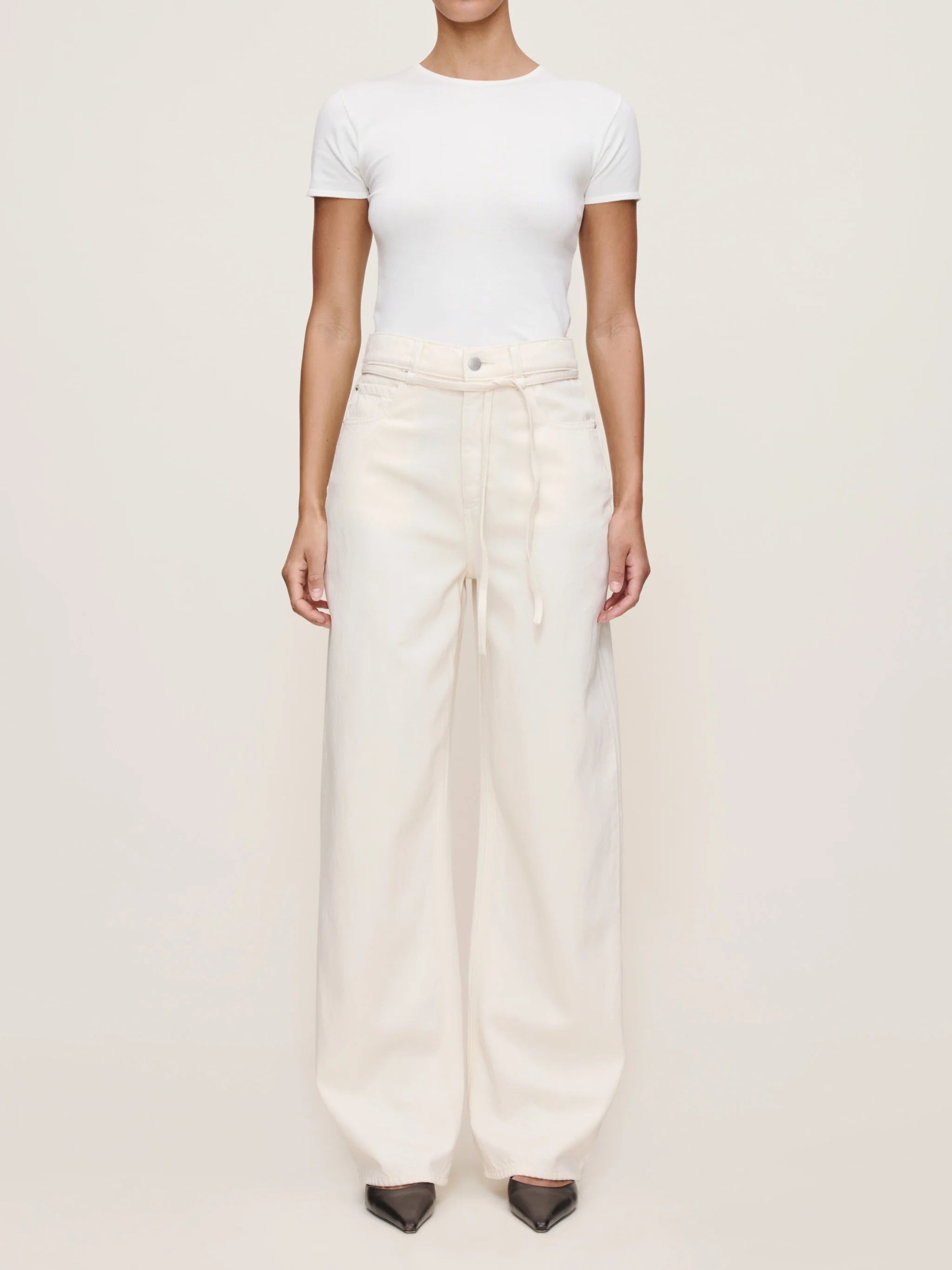 Casie Relaxed Wide Leg Mid Rise Boot - Crema