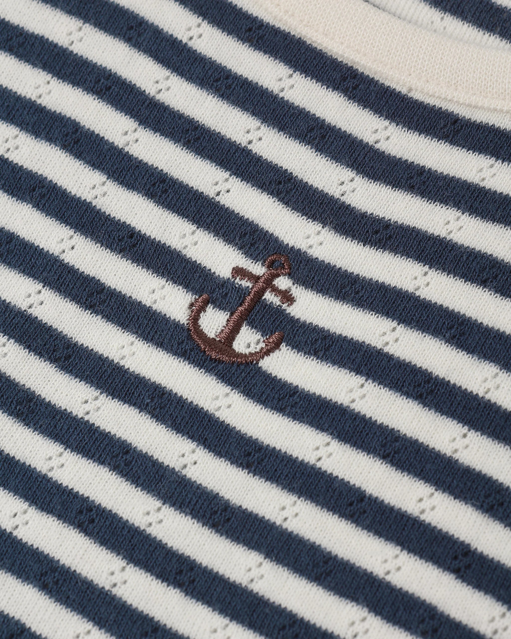 Pointelle Tee - Navy Stripe