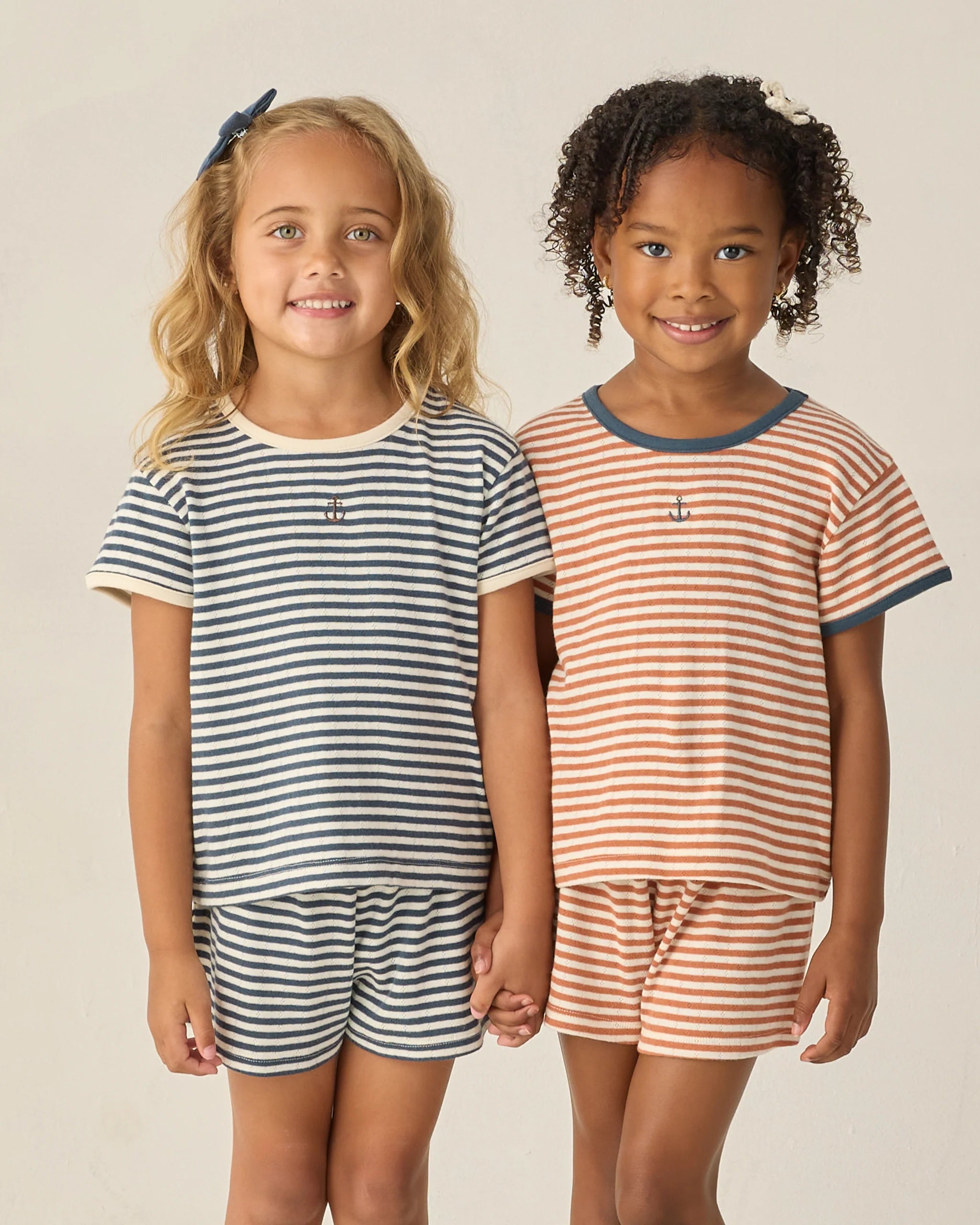 Pointelle Shorts - Navy Stripe