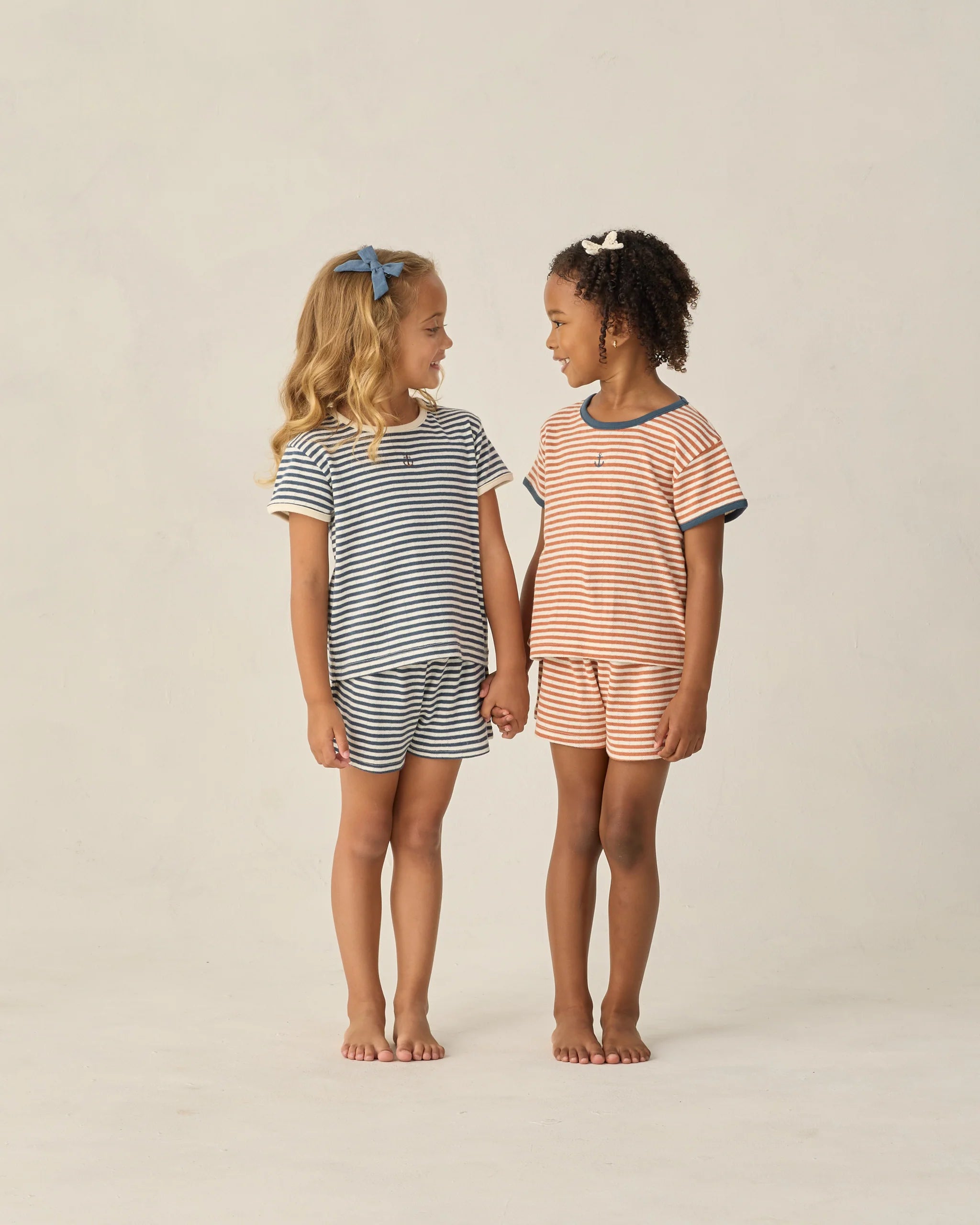 Pointelle Shorts - Navy Stripe
