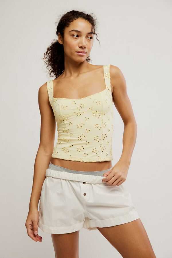 Full Bloom Eyelet Cami- Banana Cream