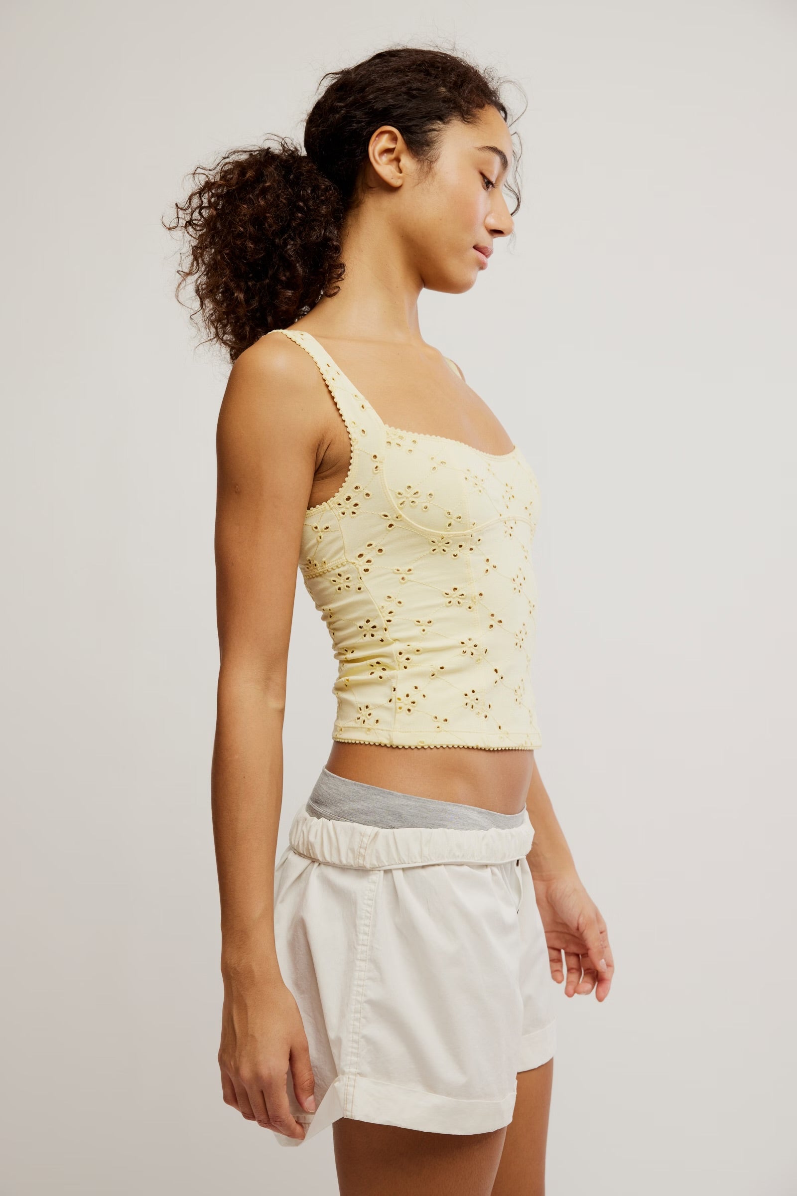 Full Bloom Eyelet Cami- Banana Cream