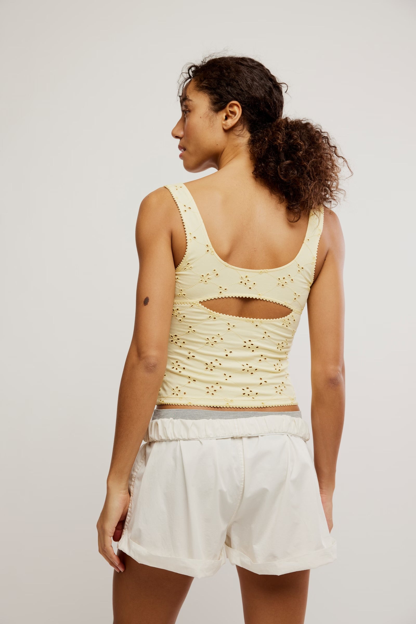 Full Bloom Eyelet Cami- Banana Cream