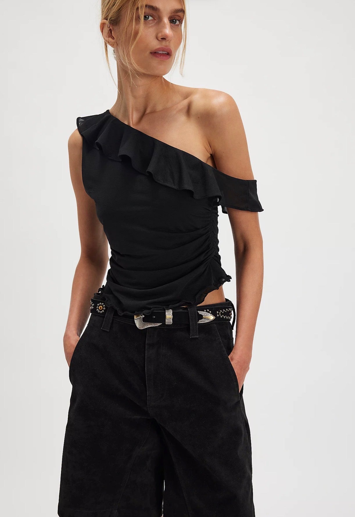 Isla One Shoulder Top - Black